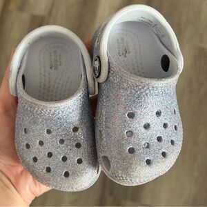 Sparkly purple toddler crocs